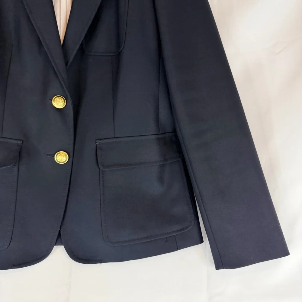 J CREW Women’s Size 10 Blazer Jacket 100% Wool Lined Gold Buttons